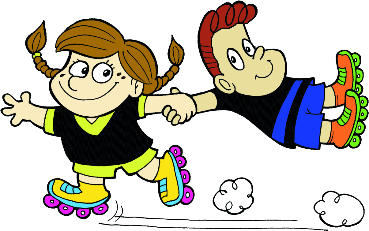 Roller - Kids Roller Skating Clipart (1381x901)