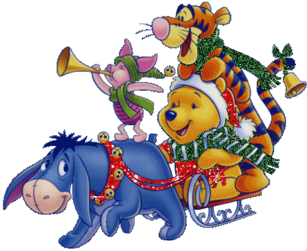Happy Holidays Clip Art Animated - Winnie The Pooh Holiday (442x362)