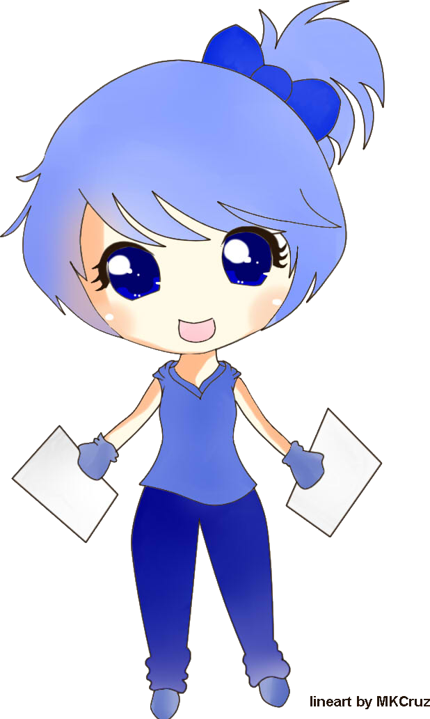 Chibi Girl - Blue Chibi Girl Png (618x1033)