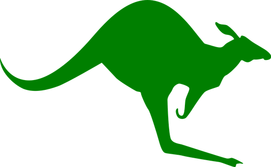 Kangaroo, Stand, Jump, Silhouette, Green - Australian Kangaroo Pillow Case (551x340)