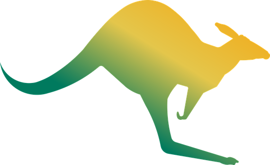 Kangaroo Animal Jump Australia Symbol Gold - Green And Gold Kangaroo (555x340)