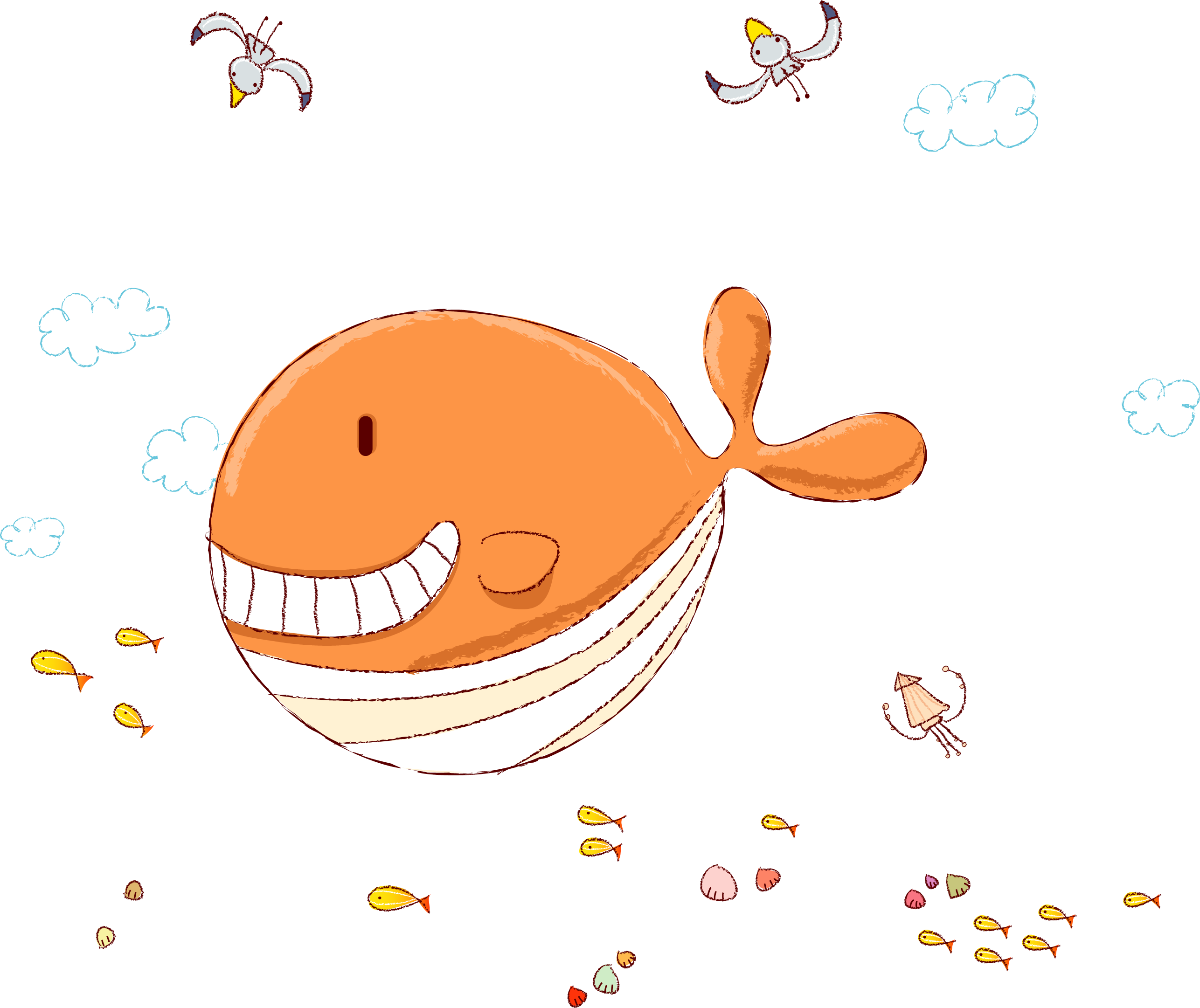 Fishing Vexel Clip Art - 海洋 生物 卡通 Png (2573x2162)