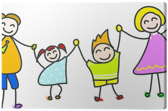 Happy Family Hand Drawn Cartoon Canvas Print • Pixers® - Clip Art Happy Family (400x400)