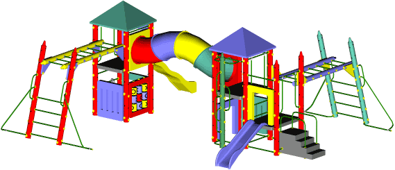 Heavy Duty Residential Play Structure - Playground (569x245)