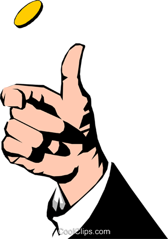Coin Clipart Illustration - Tossing A Coin (338x480)