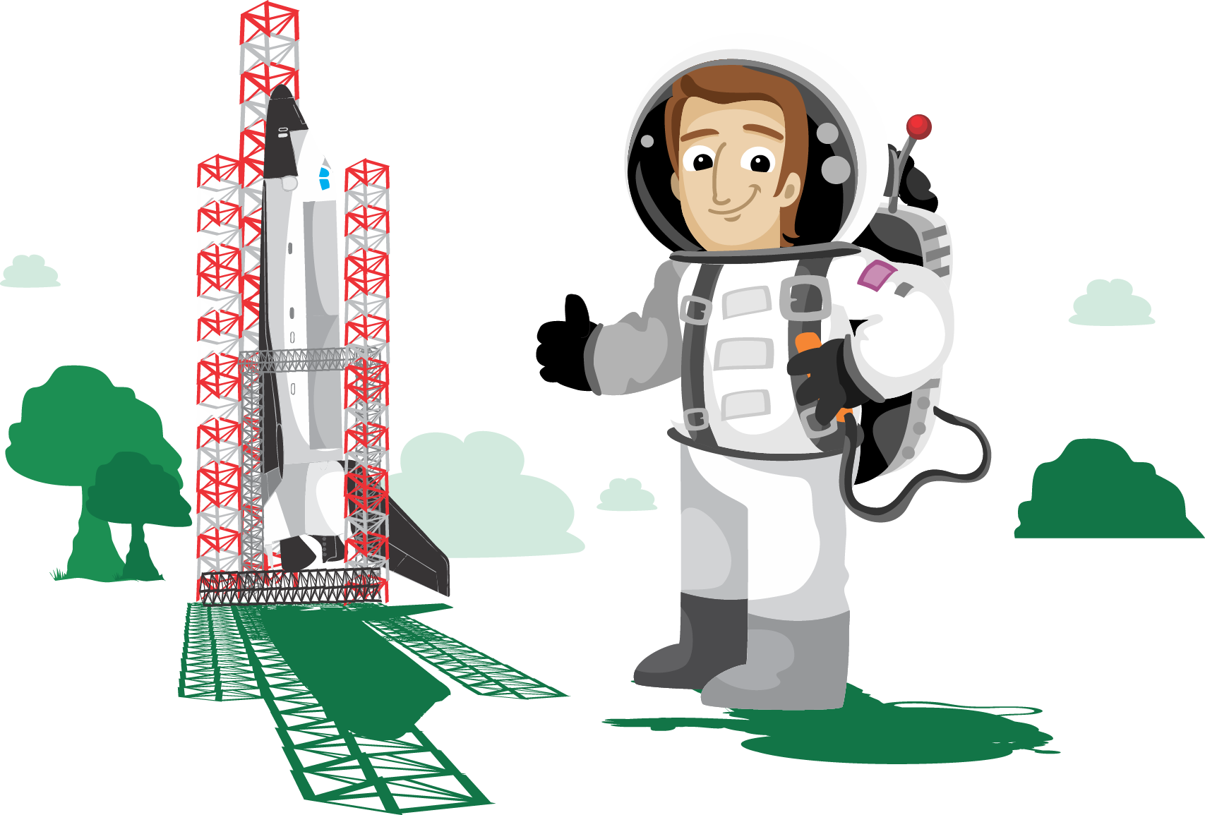 Astronaut Cartoon Illustration - Moon Rockets (1707x1155)
