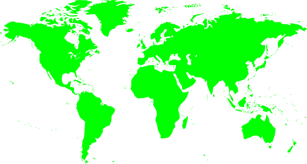 World Map In Green Clip Art At Clker Com Vector Clip - Green World Map Png (600x322)