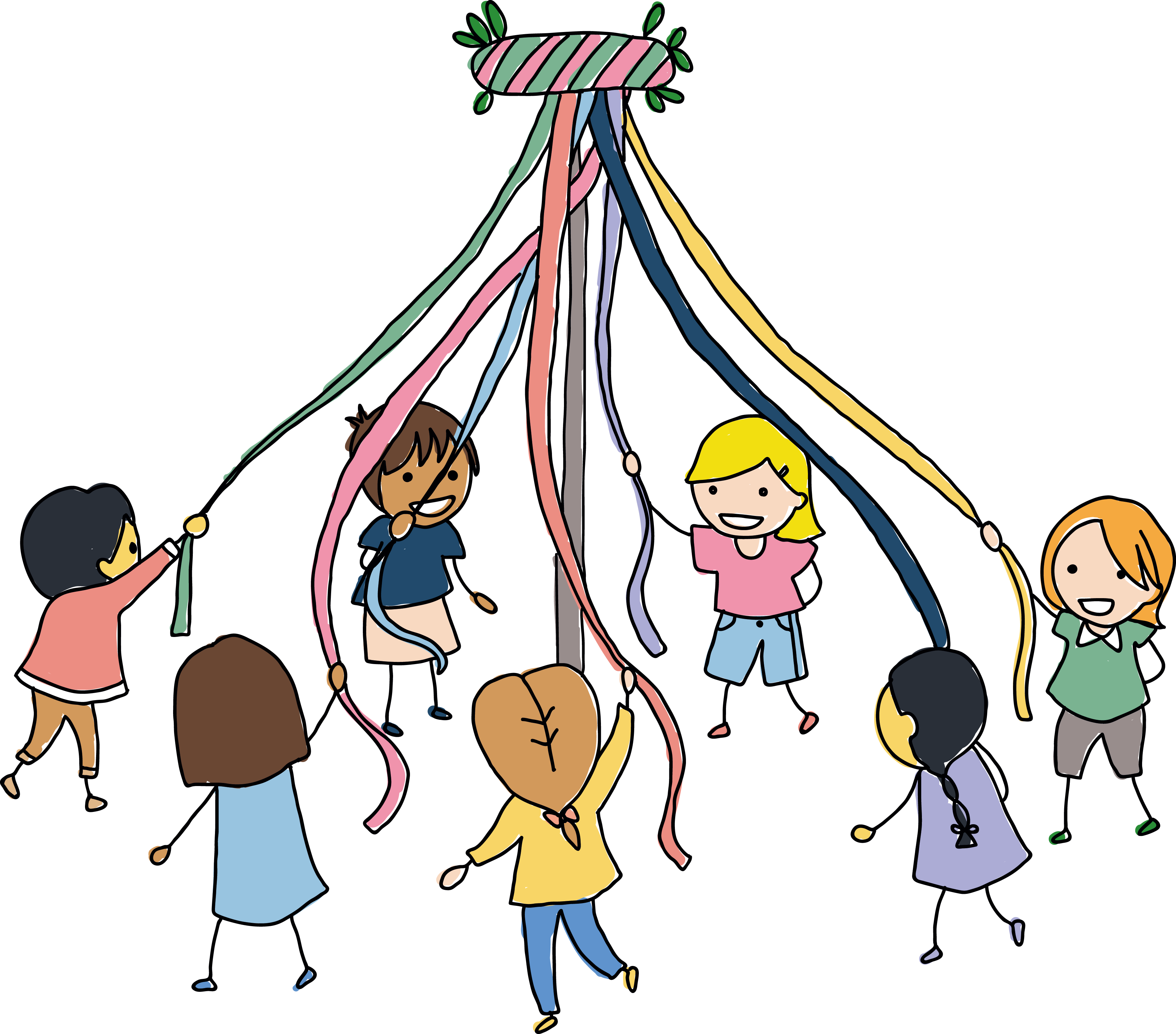 Maypole Child Dance Illustration - Human Behavior (3818x3357)