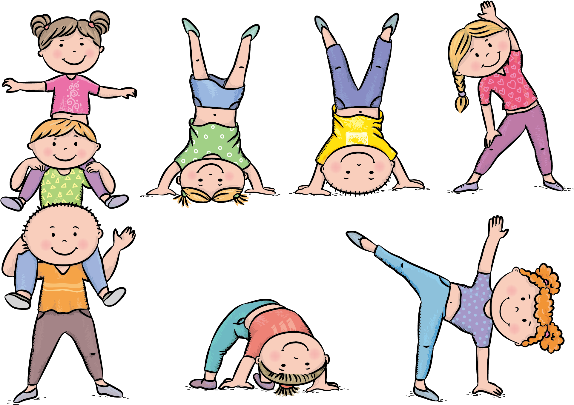 Physical Exercise Child Stock Illustration Gymnastics - ออกกำลัง กาย การ์ตูน (2107x2107)