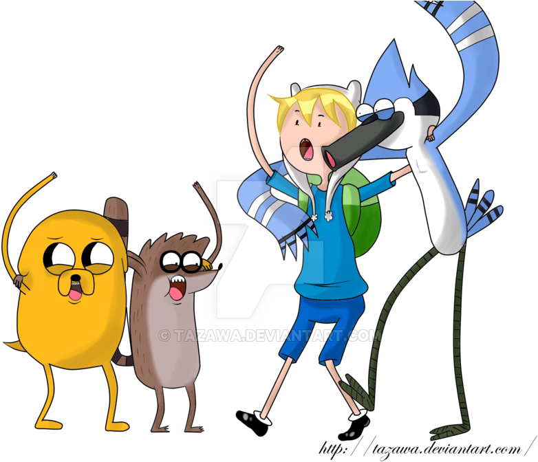 [crossover] Regular Adventure Show Time Colored By - Regular Show Adventure Time Crossover (900x675)