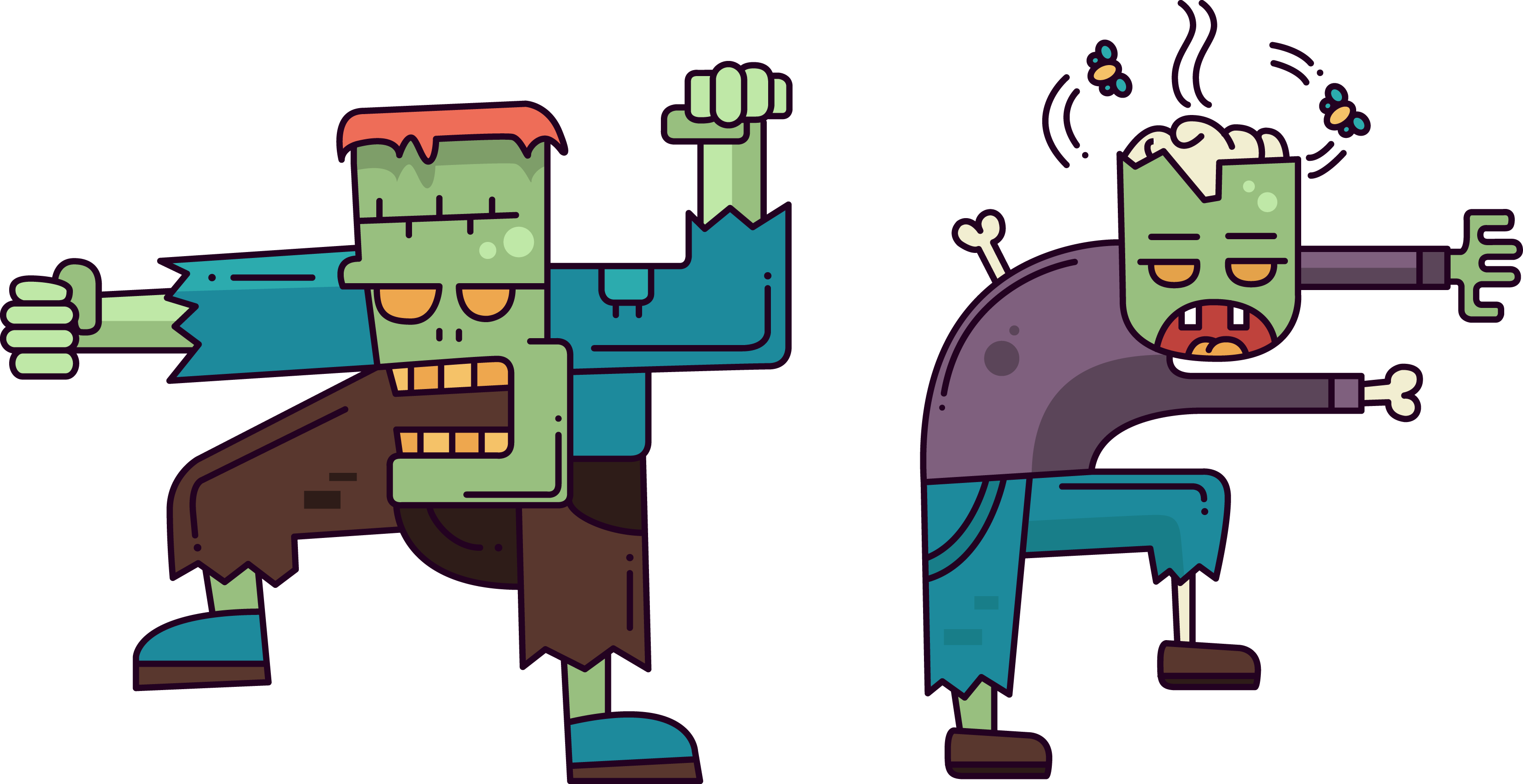 Monster Poster Illustration - รูปภาพ ซอมบี้ น่า รัก (3323x1711)