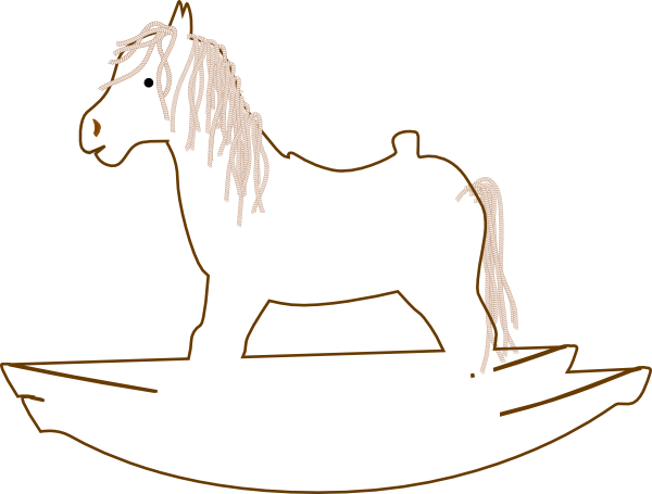 Free Vector Rocking Horse Outline Clip Art - Rocking Horse Clip Art (600x455)