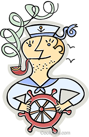 Sailor With A Pipe Standing At The Helm Royalty Free - Sailor With A Pipe Standing At The Helm Royalty Free (313x480)