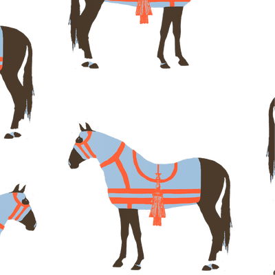 Horse Tea Towel White, Blue, Red By Katie Kime (400x400)