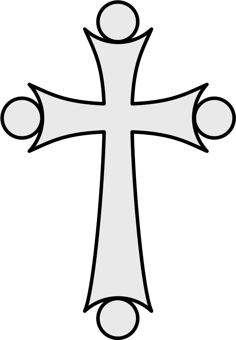 Coa Illustration Cross Pattee Concave Ends Budded - Cross With Circles On Ends (1000x1382)