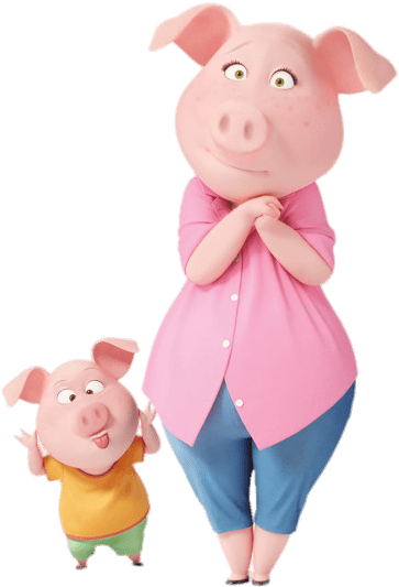 Rosita, Standing Next To One Of Her 25 Piglets - Sing Movie Png (392x554)