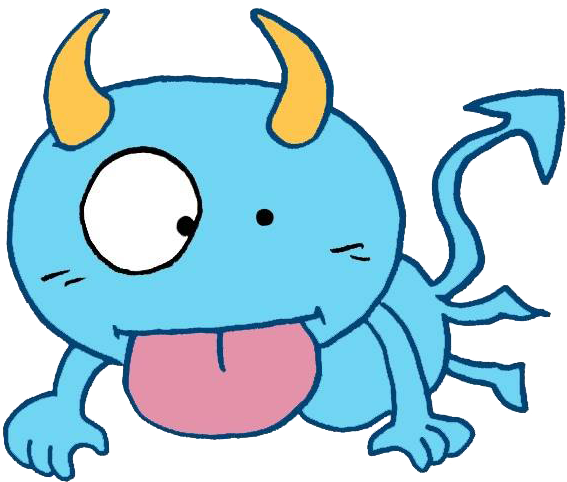 The Size Of The Eye Blue Devil - Cartoon (681x578)