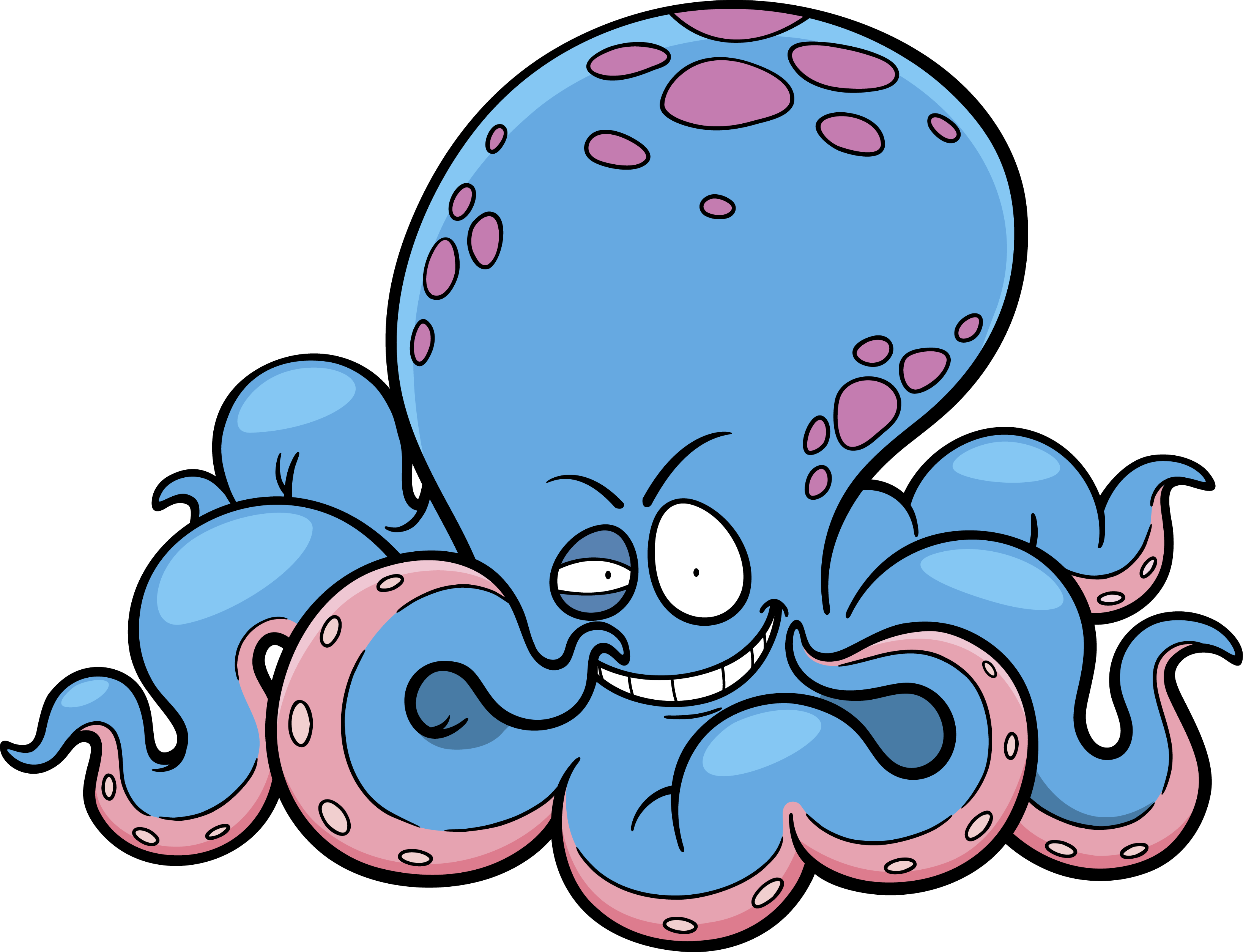 Octopus Cartoon - Octapus - Blue Cartoon Octopus (3275x2509)