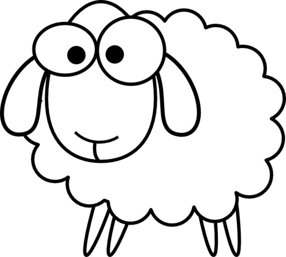Outline Sheep Clip Art Vector Online Royalty Free - Sheep Clipart Black And White (570x513)