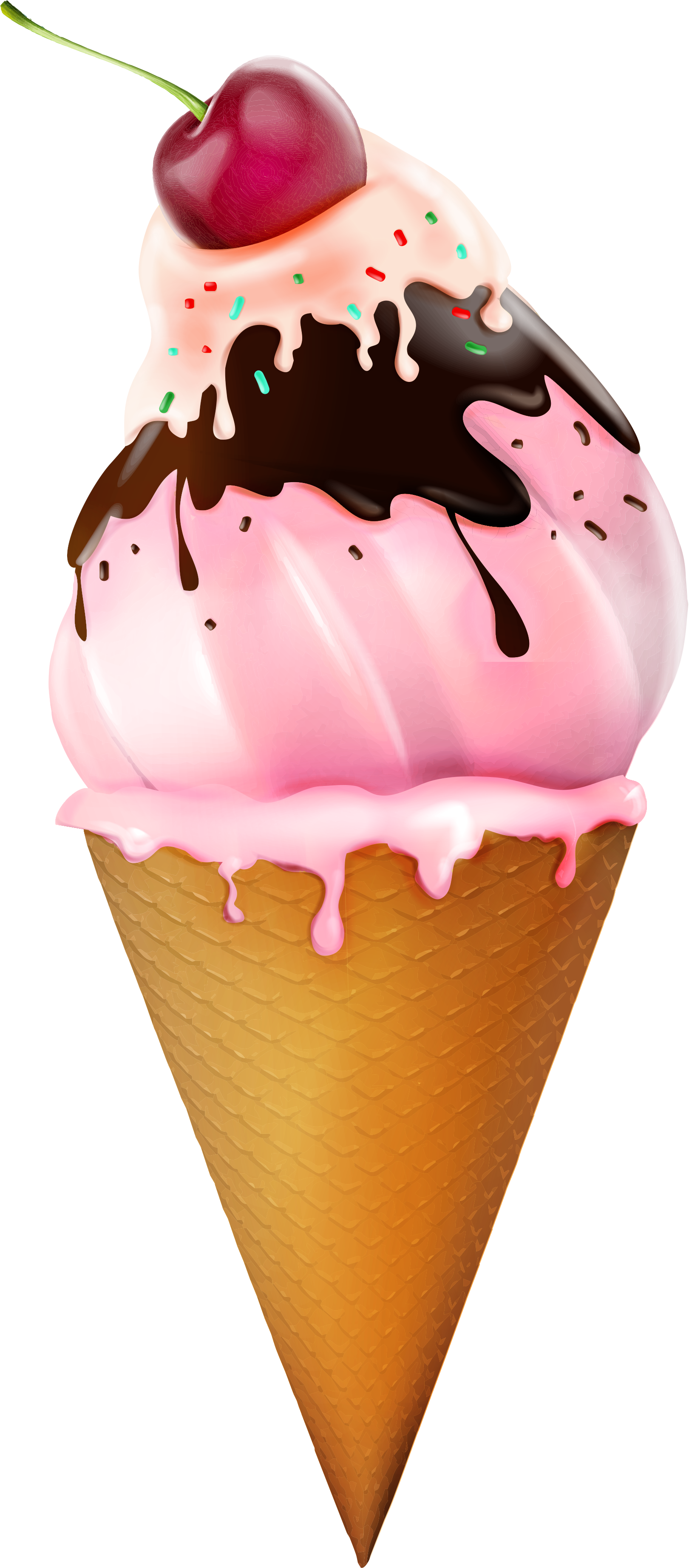 Transparent Ice Cream Cone Picture Clipart - Sorvete Desenho Colorido Png (1724x3831)