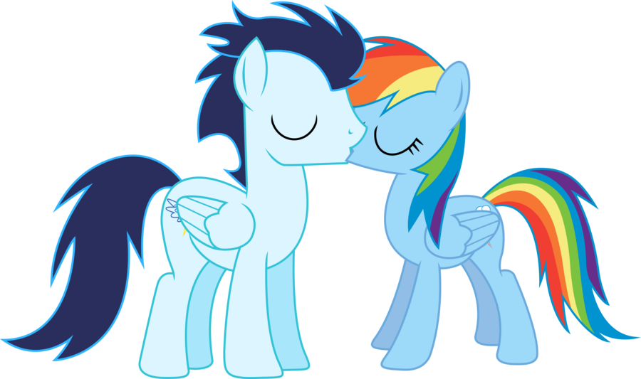 My Little Pony Rainbow Dash And Soarin Kiss - Rainbow Dash X Soarin Kiss (900x533)