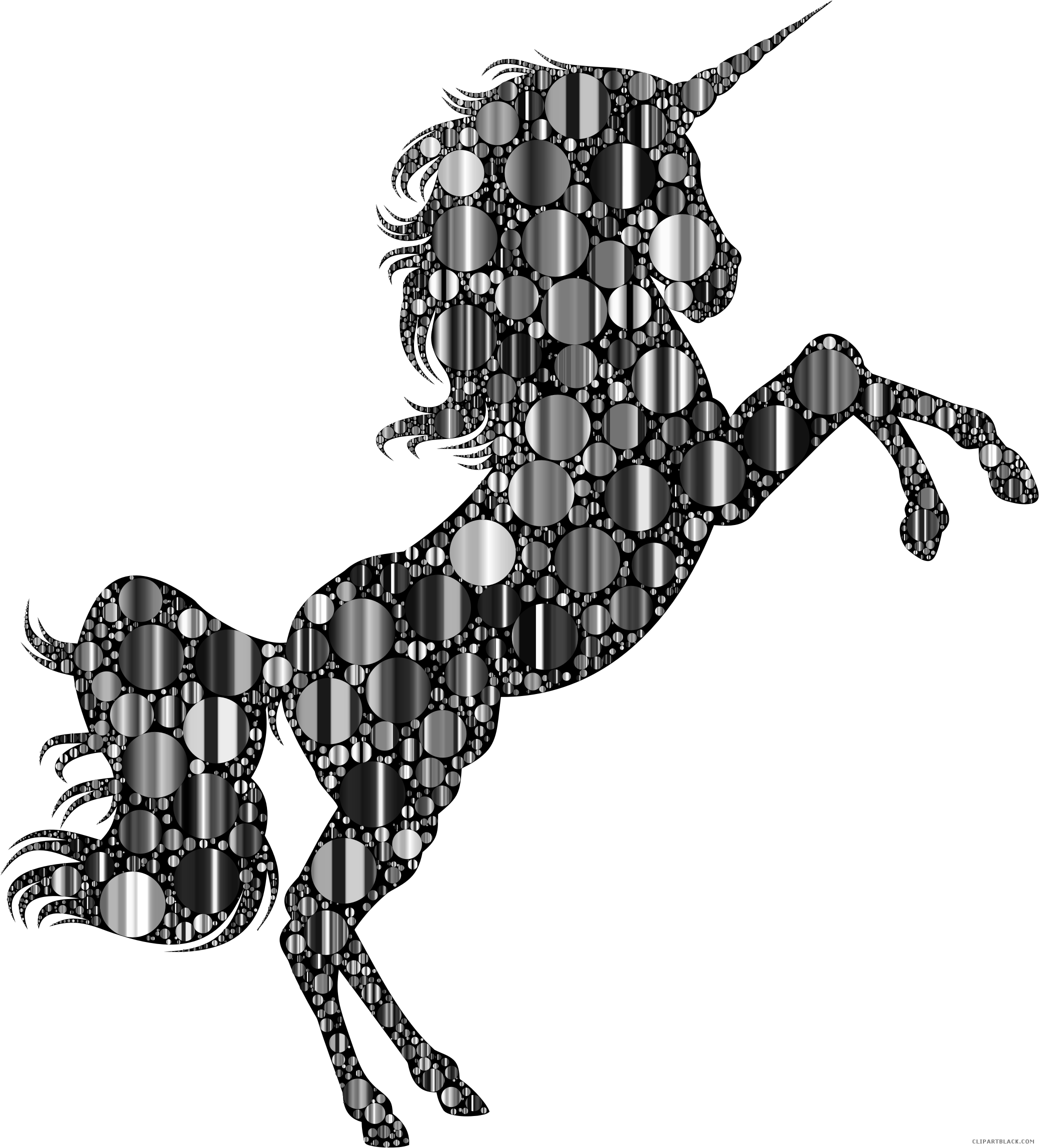 Prismatic Unicorn Silhouette Animal Free Black White - Unicorn Silhouette Free (2078x2296)