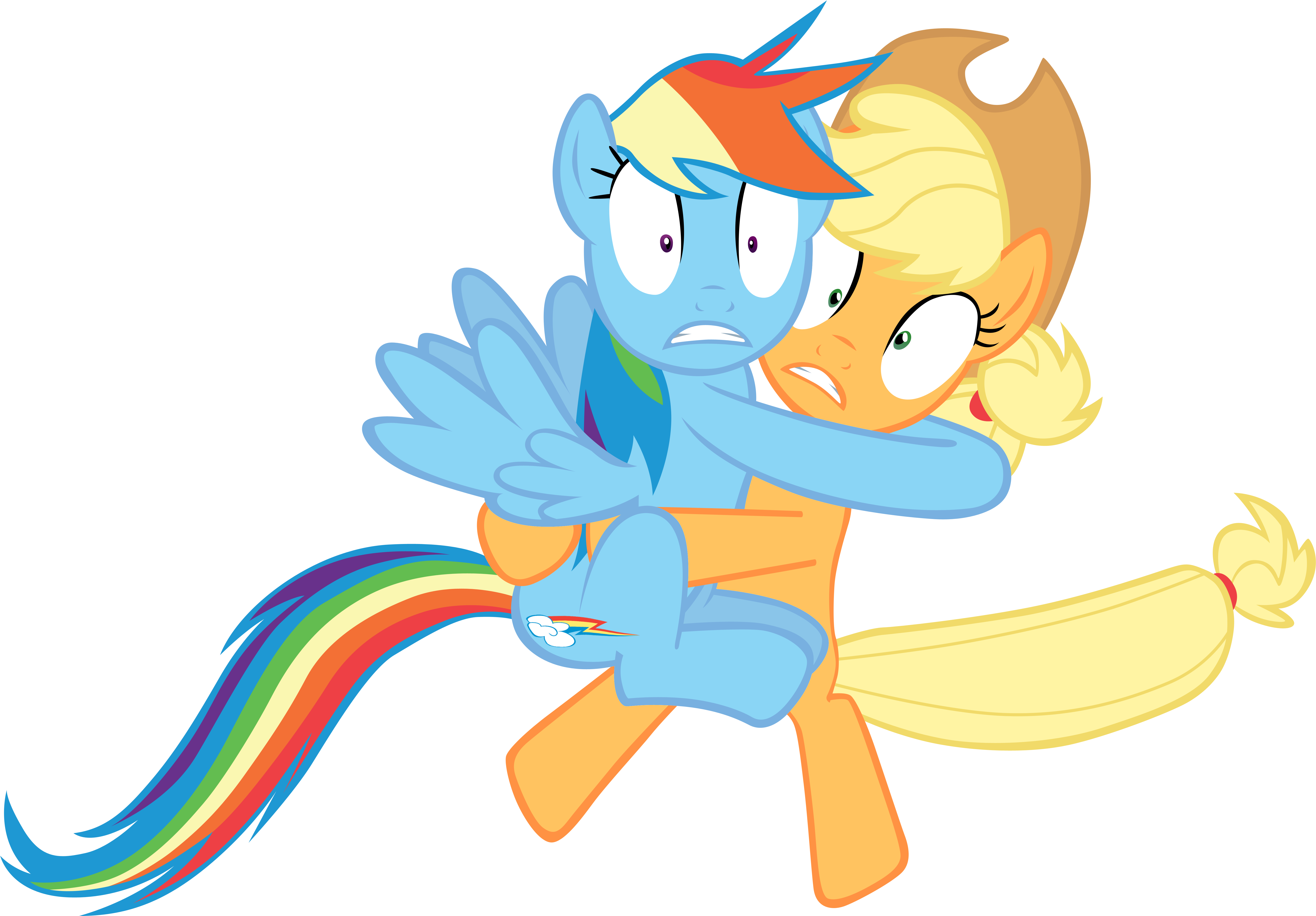 Top Images For Mlp Scared Base On Picsunday - Applejack And Rainbow Dash Scared (7000x4980)