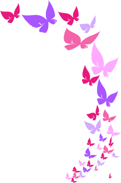 Silver Birthday Cliparts - Pink Butterfly Border Png (396x596)