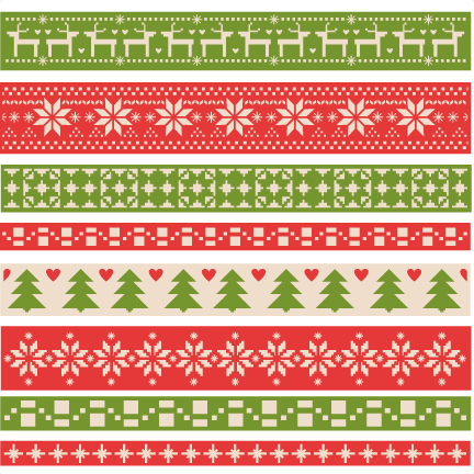 Christmas Fair Isle Borders Scrapbook Clip Art Christmas - Christmas Fair Isle Background (432x432)