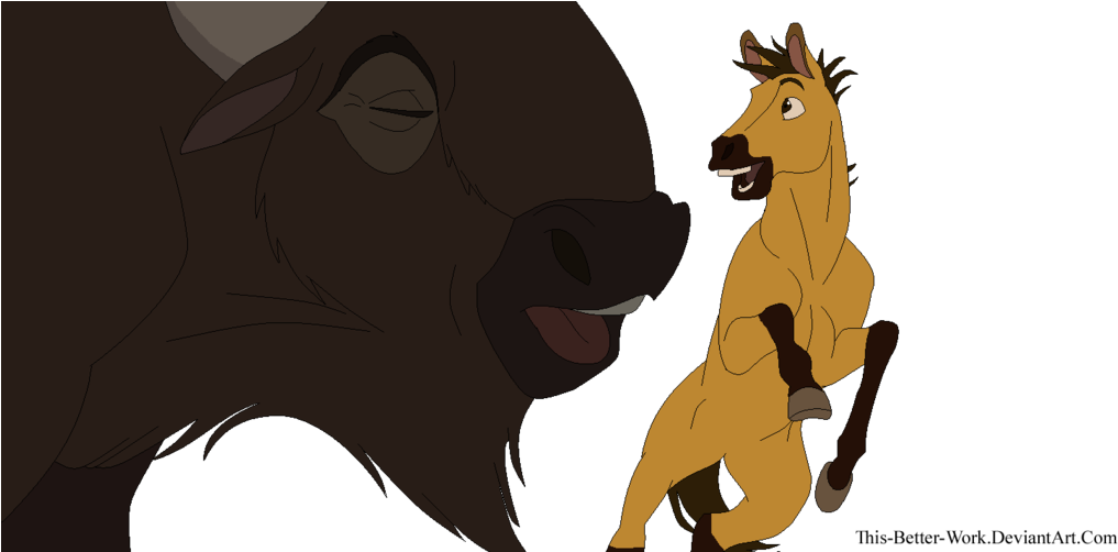 Spirit And Buffalo Base By This Better Work - Spirit Stallion Of The Cimarron Buffalo (1024x501)