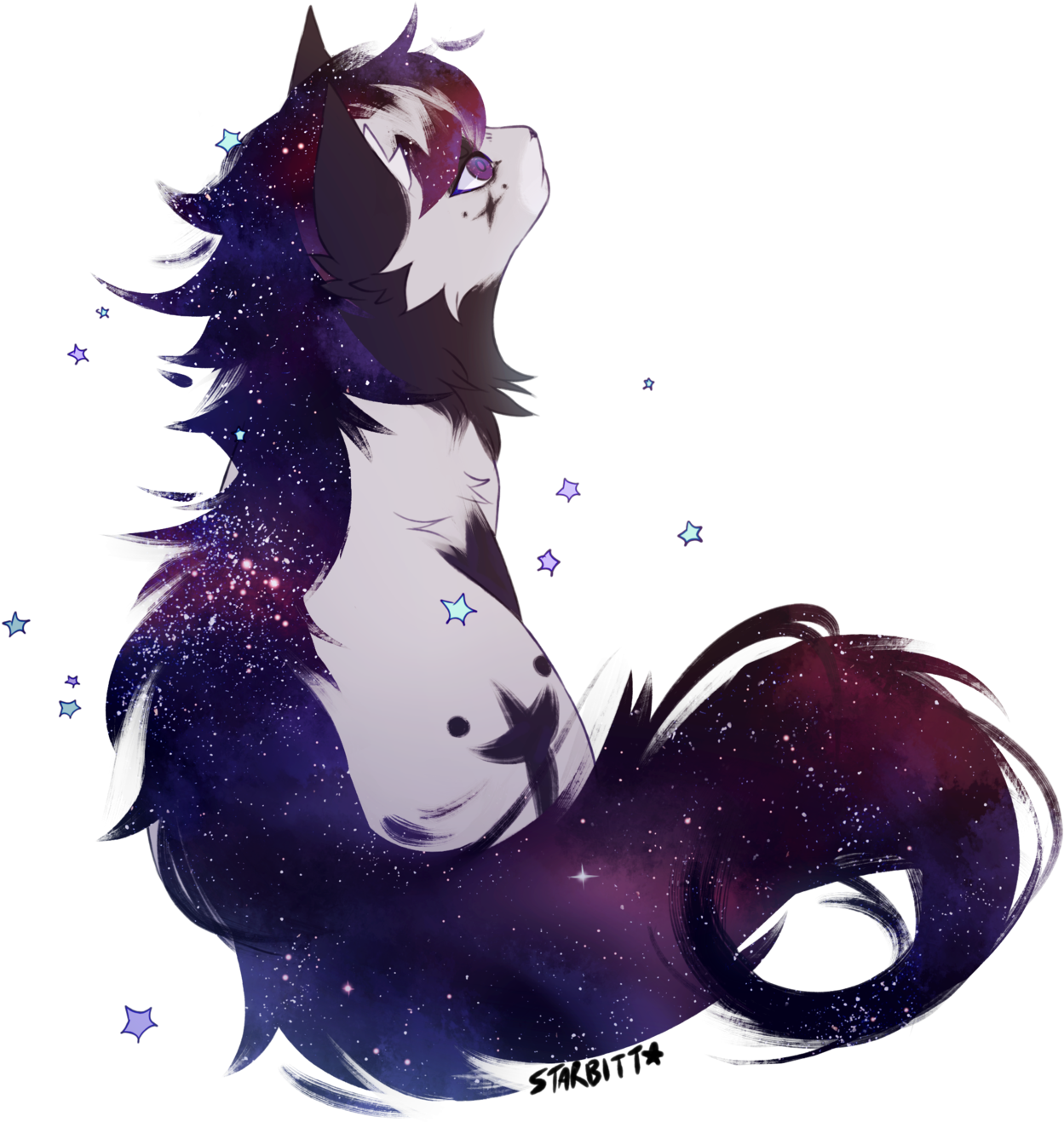 Cat Tiger Horse Drawing Galaxy - Watercolour Galaxy Animals (1280x1330)