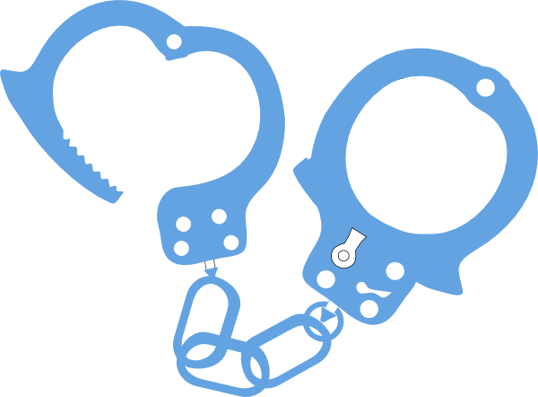 Handcuffs Light Blue Clip Art At Clker Com Vector Clip - Handcuffs Clipart Blue (600x442)