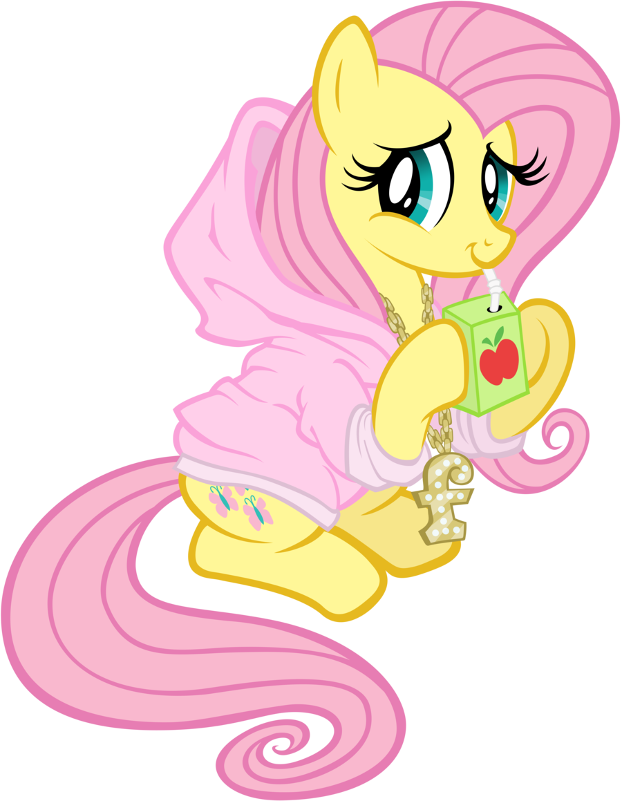 Damn Fluttershy Why You So Gangsta By - Fluttershy Drinking Apple Juice (900x1159)