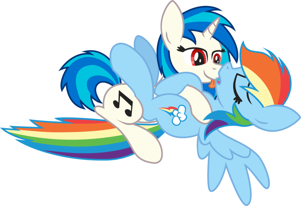 Vinyl Scratch And Rainbow Dash By Akagen - Sticker (1024x699)