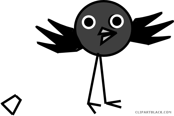 Black And White Crow Animal Free Black White Clipart - Crow Cute Art (600x400)