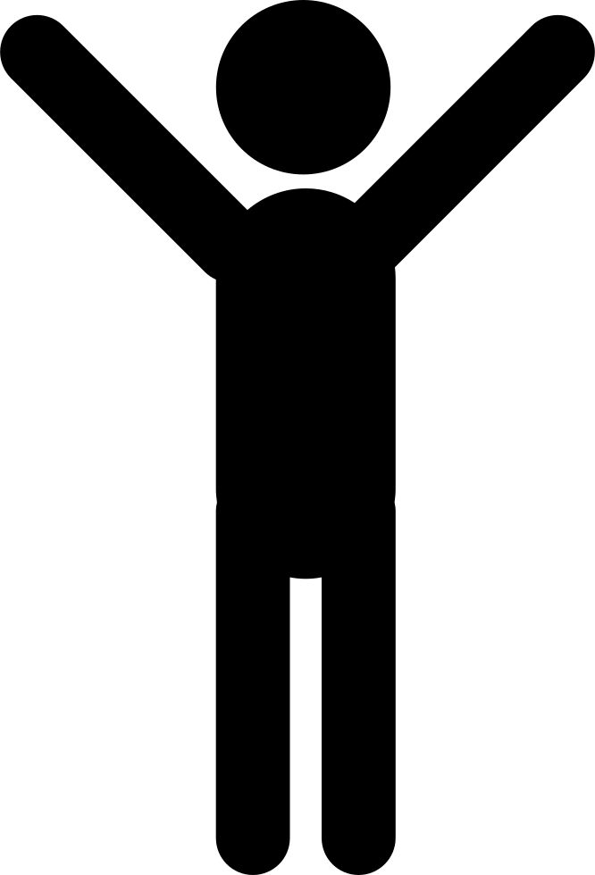 Man Standing With Arms Up Vector - Stick Figure Hands Up (666x980)