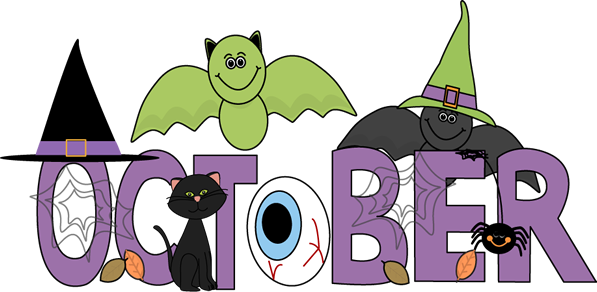 Free Month Clip Art - October Halloween Clipart (597x292)