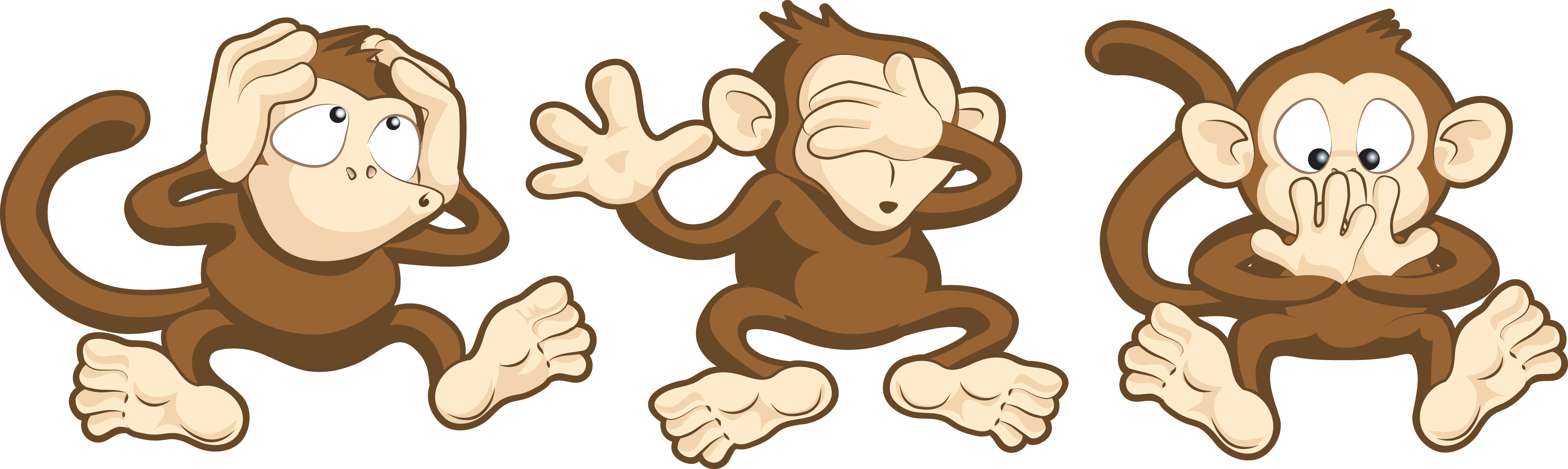 Clipart Body Language Images Clip Art Library - Hear No Evil See No Evil Cartoon (4000x1197)