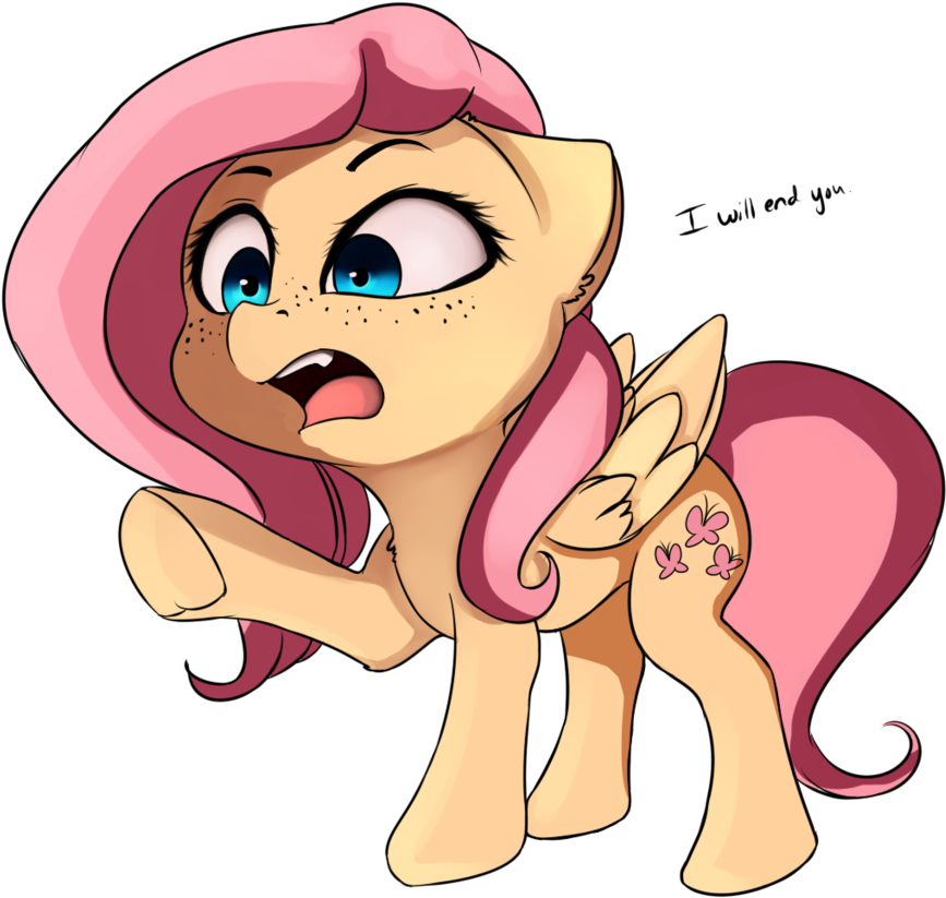 Miokomata, Dead Source, Dialogue, Fangs, Female, Fluttershy, - Cartoon (1024x1024)