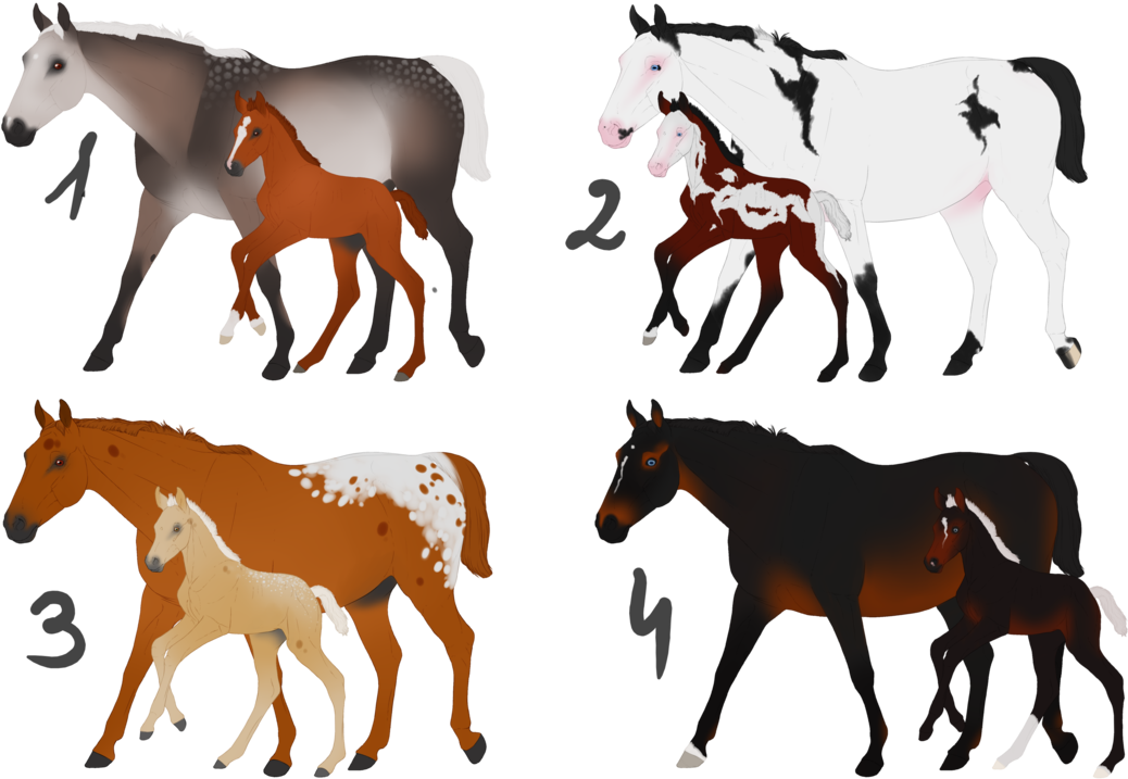 Mare And Foal Adoptables Closed By I3nici - Foal Adoptables (1095x730)