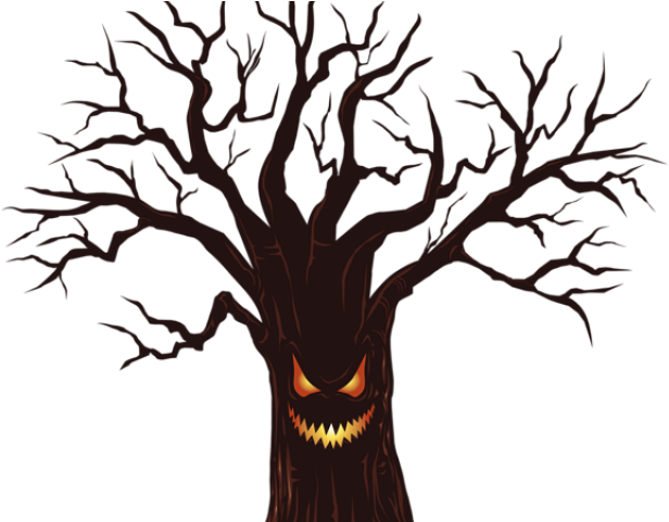 Library Clipart Spooky - Scary Tree Cartoon Png (640x480)