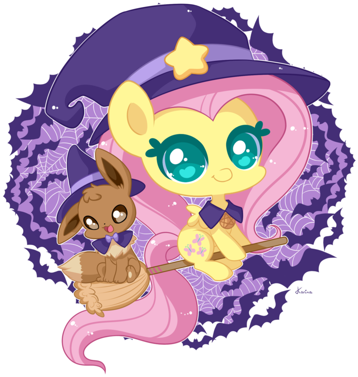 Fluttershy N Eevee Halloween By Exceru-karina - Eevee Halloween (800x800)