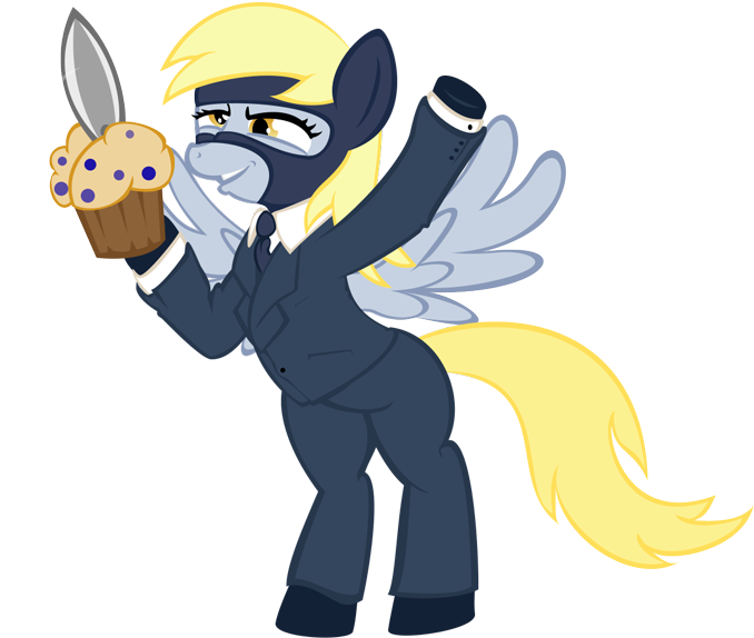 Stylus, Derpy Hooves, Derpy Spy, Female, Knife, Mare, - Cartoon (700x590)