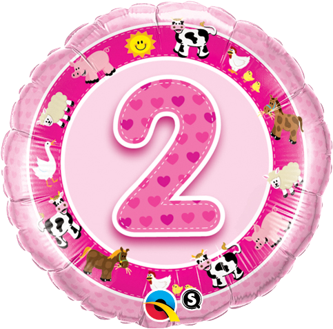Age 2 Pink Farm Animals - 2nd Birthday Boy (485x485)
