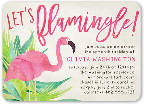 Let's Flamingle Birthday Invitation - Let's Flamingle Invitation (500x362)