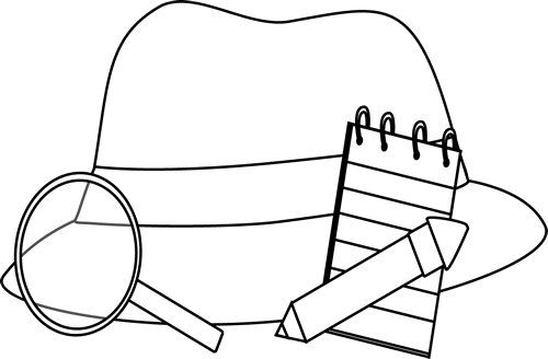 Black And White Detective Supplies - Detective Clipart Black And White (500x328)