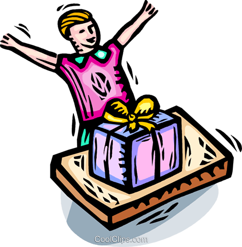 Boy Excited To Open Birthday Gift Royalty Free Vector - Boy Excited To Open Birthday Gift Royalty Free Vector (471x480)