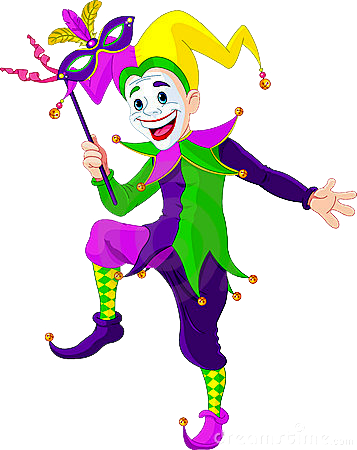 Carnaval - Mardi Gras Jester Clipart (357x450)