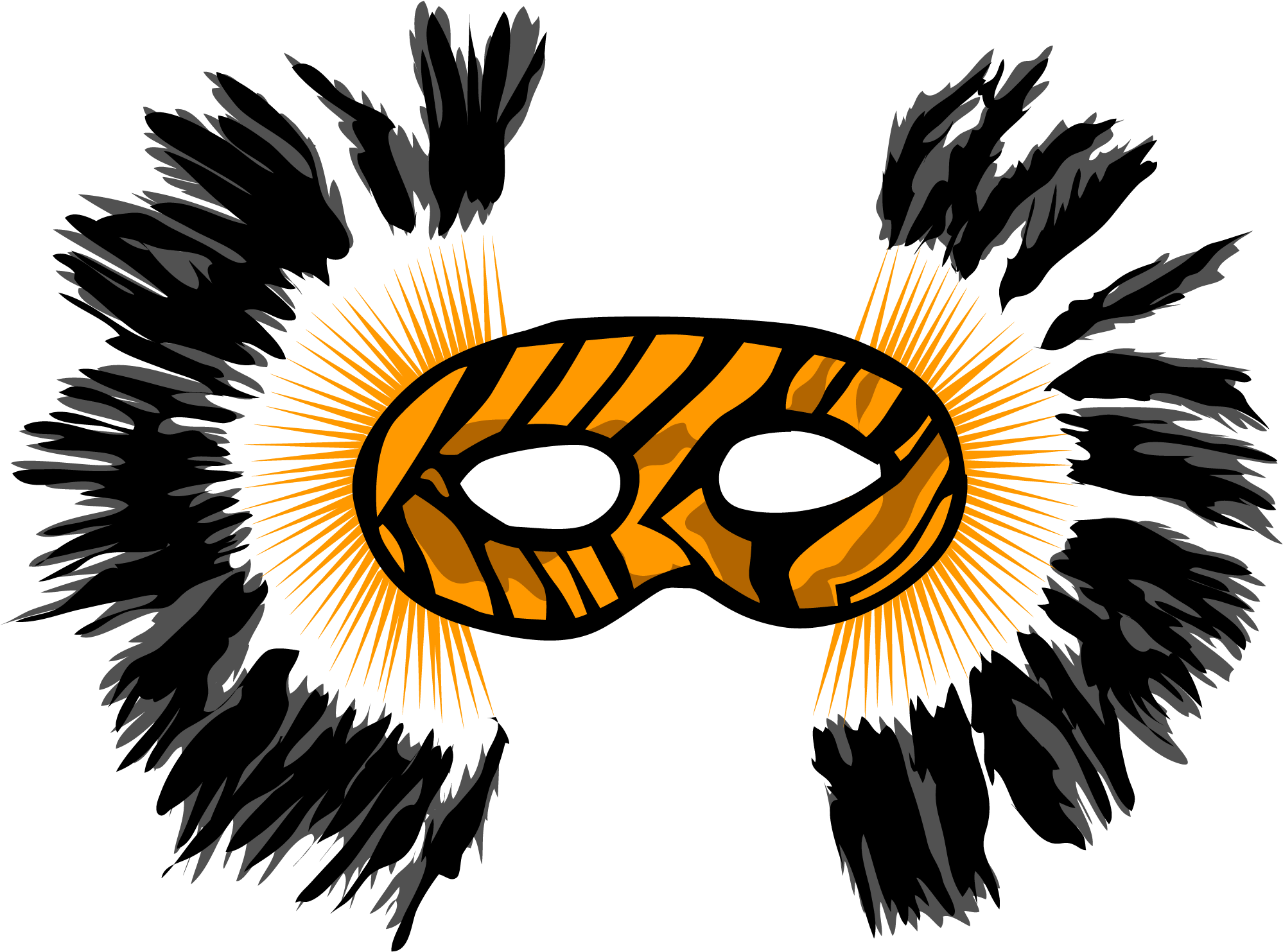 Mardi Gras Mask Orange Feathers Clip Art - Illustration (2550x3300)