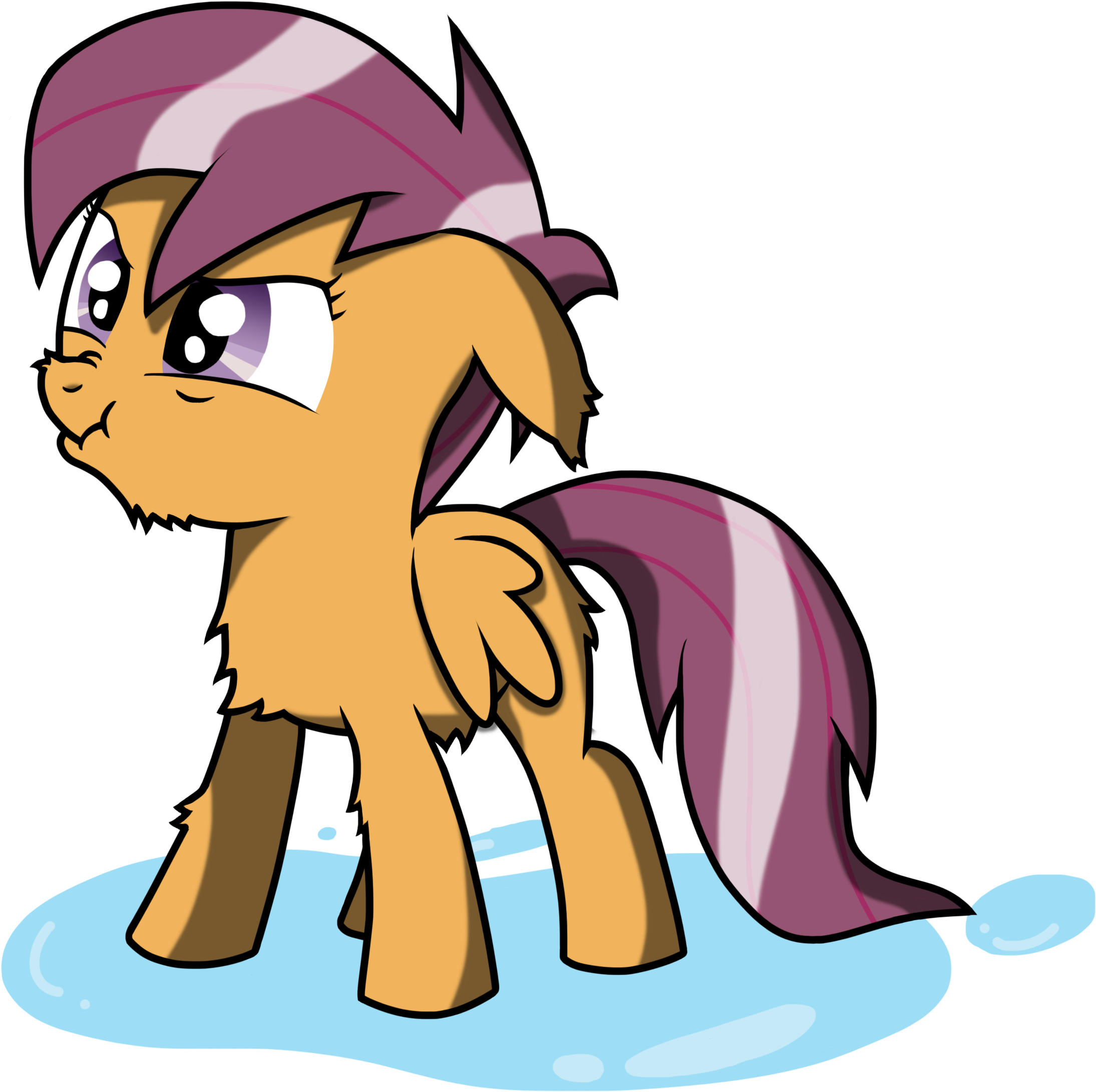 Bigshot232, Safe, Scootaloo, Scrunchy Face, Solo, Wet, - Cartoon (2253x2285)